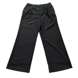 Free People Womens Tyler Tailored Trousers Sz L Black Striped Wide Leg Comfort